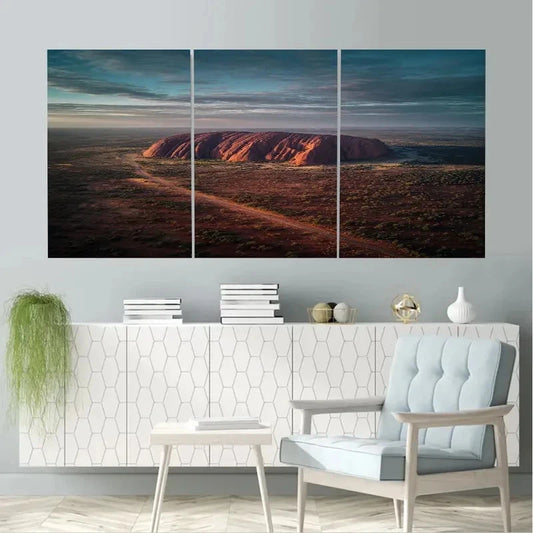 3pcs Uluruales Rock, Australia Travel painting Wall Art Set Canvas Framed 50x70cm - High Quality Print 100% Australian Made Wall Canvas Ready to Hang
