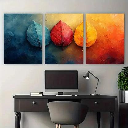 3pcs Abstract Floral Leaf Nature Illustration Metal Print Ready to Hang Art