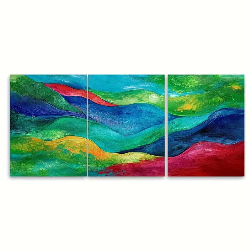 3pcs Emerald Green, Sapphire Blue, Ruby Red Metal Print Ready to Hang Art