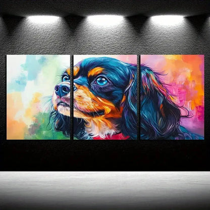 3pcs Colorful Dog Closeup Illustration Metal Print Ready to Hang Art