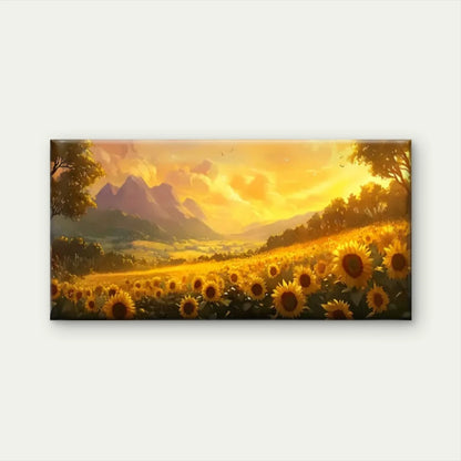 Sunflowers Sky Sunset Wall Art Canvas Office Home Room Framed 120x60cm