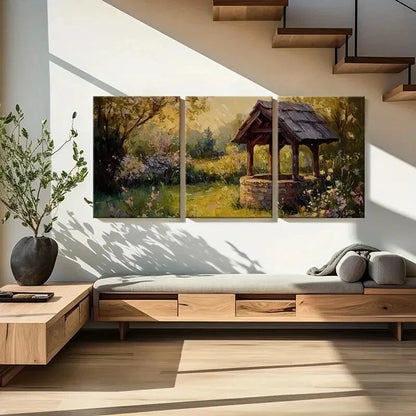 3pcs Floral Garden Warm Sunset Vintage Style Metal Print Ready to Hang Art