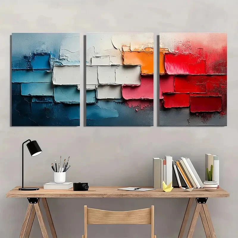 3pcs Original Colorful Abstract Painting Metal Print Ready to Hang Art