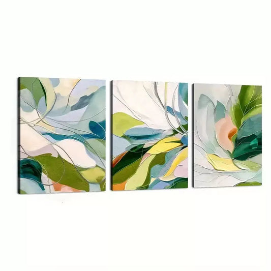 3pcs Minimalist Modern Green Plant Flower Canvas Framed 40x60cm - High Quality Print 100% Australian Made Wall Canvas Ready to Hang