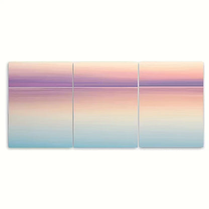 3pcs Ocean Horizon At Sunset Beach Metal Print Ready to Hang Art