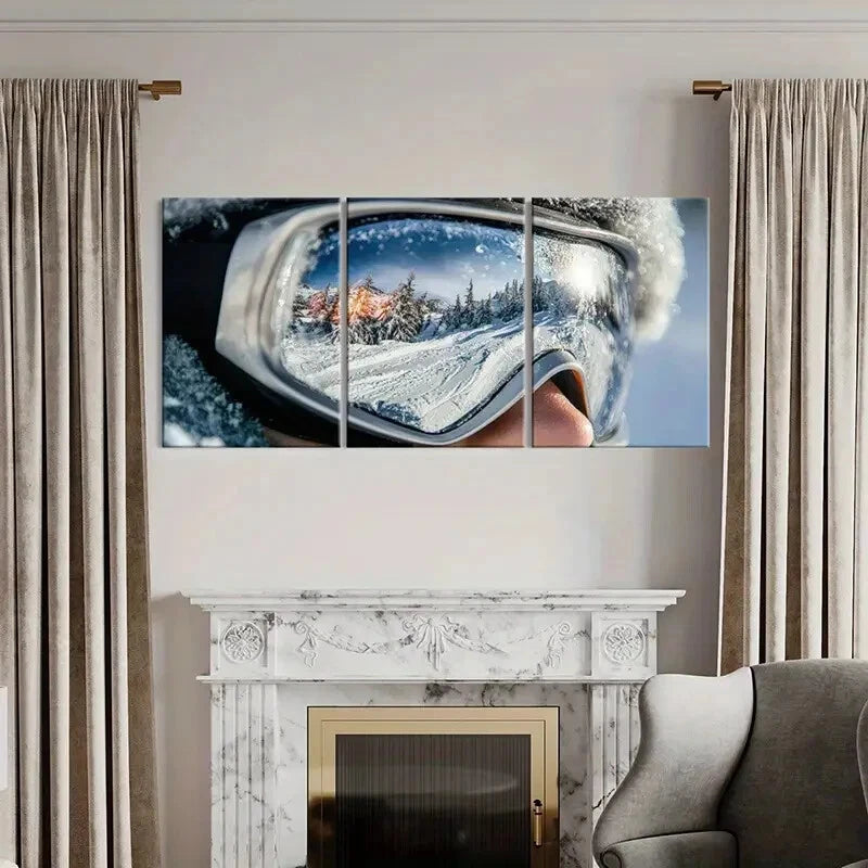 3pcs Winter Wonderland Reflection Mountain Scenery Metal Print Ready to Hang Art