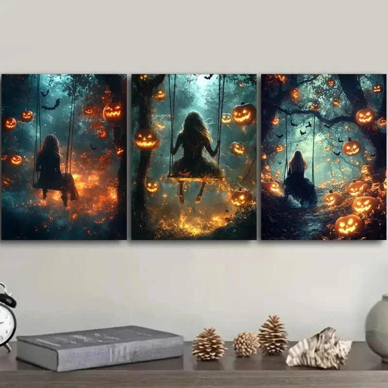 3pcs Modern Art Deco Swing Prints Metal Print Ready to Hang Art