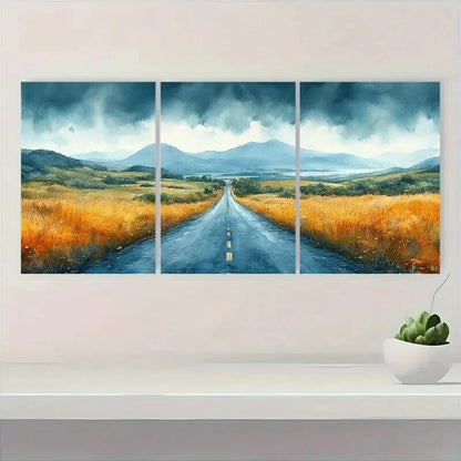3pcs Ring of Kerry Watercolor Road Landscape Scene Metal Print Ready to Hang Art