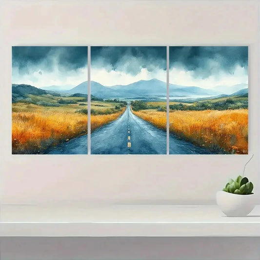 3pcs Ring of Kerry Watercolor Road Landscape Scene Metal Print Ready to Hang Art