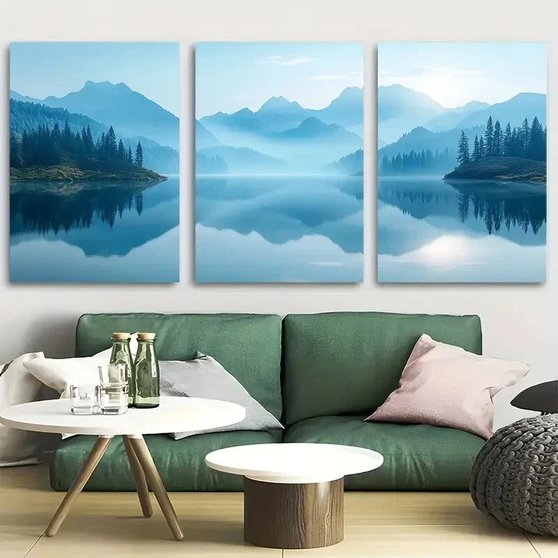 3pcs Mountain Range Lake Nature Landscape Metal Print Ready to Hang Art
