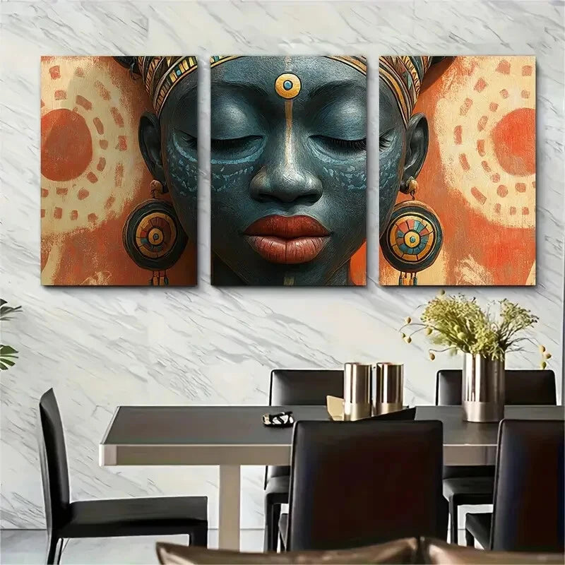 3pcs Yoruba Mask Art Print Traditional Nigerian Metal Print Ready to Hang Art