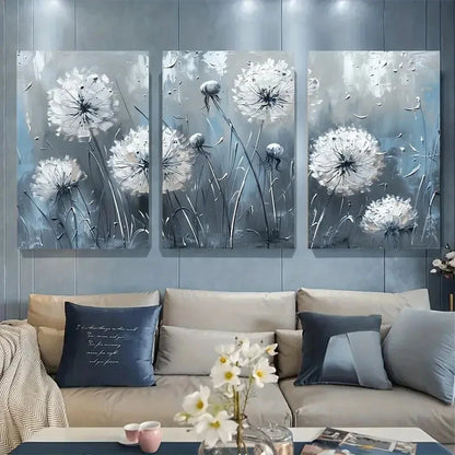 3pcs Dandelion Wall Decor Painting Metal Print Ready to Hang Art