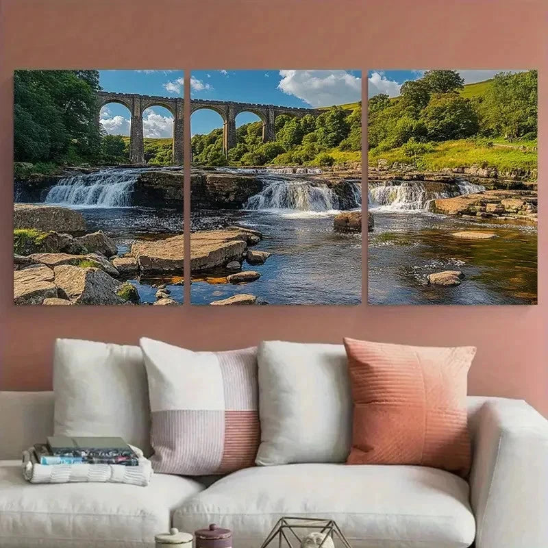3pcs Yorkshire Dales National Park Aysgarth Falls Metal Print Ready to Hang Art
