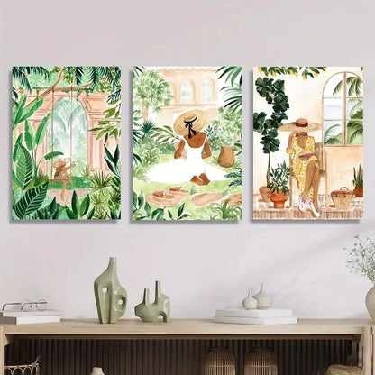 3pcs Bohemian Tropical Plants Metal Print Ready to Hang Art