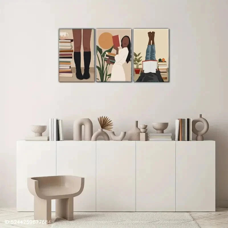 3pcs Black Woman Art Poster Bohemian Style Metal Print Ready to Hang Art