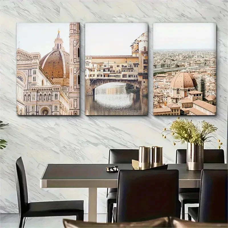 3pcs Florence City Tuscany Italy Metal Print Ready to Hang Art