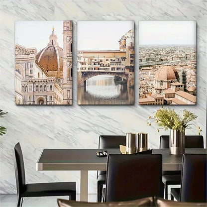3pcs Florence City Tuscany Italy Metal Print Ready to Hang Art