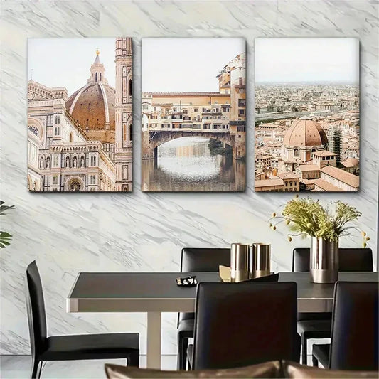 3pcs Florence City Tuscany Italy Metal Print Ready to Hang Art