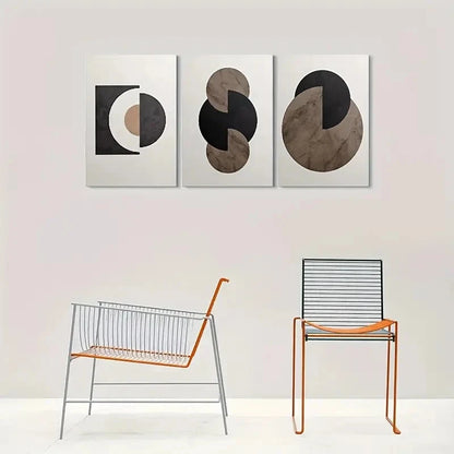 3pcs Minimalist Geometric Black and White Metal Print Ready to Hang Art