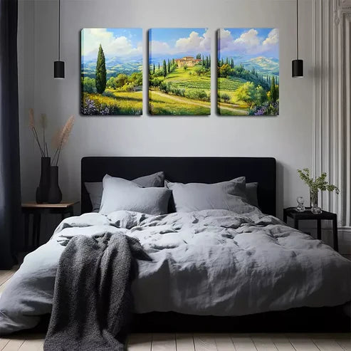 3pcs Hilltop Castle Landscape Wall Art Canvas Unframed - High Quality Print 100% Australian Made Wall Canvas