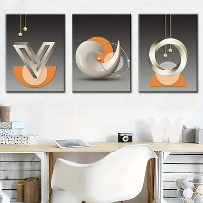 3pcs Abstract Geometric Modern Fashion Perfect Wall Art Set Canvas Framed 40x60cm - High Quality Print 100% Australian Made Wall Canvas Ready to Hang