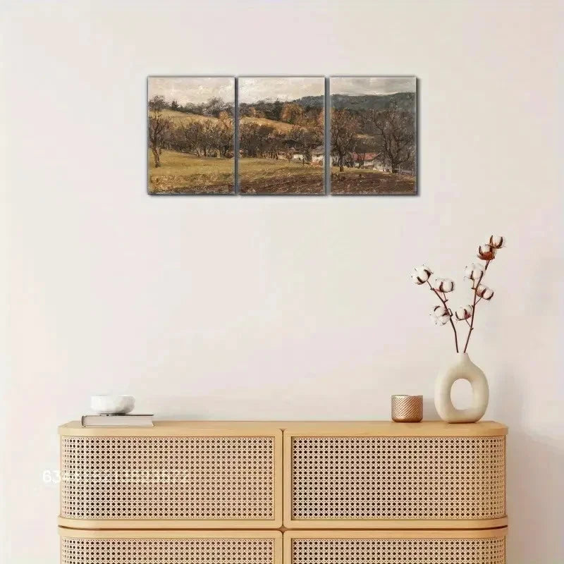 3pcs Unique Autumn Landscape Prints Metal Print Ready to Hang Art