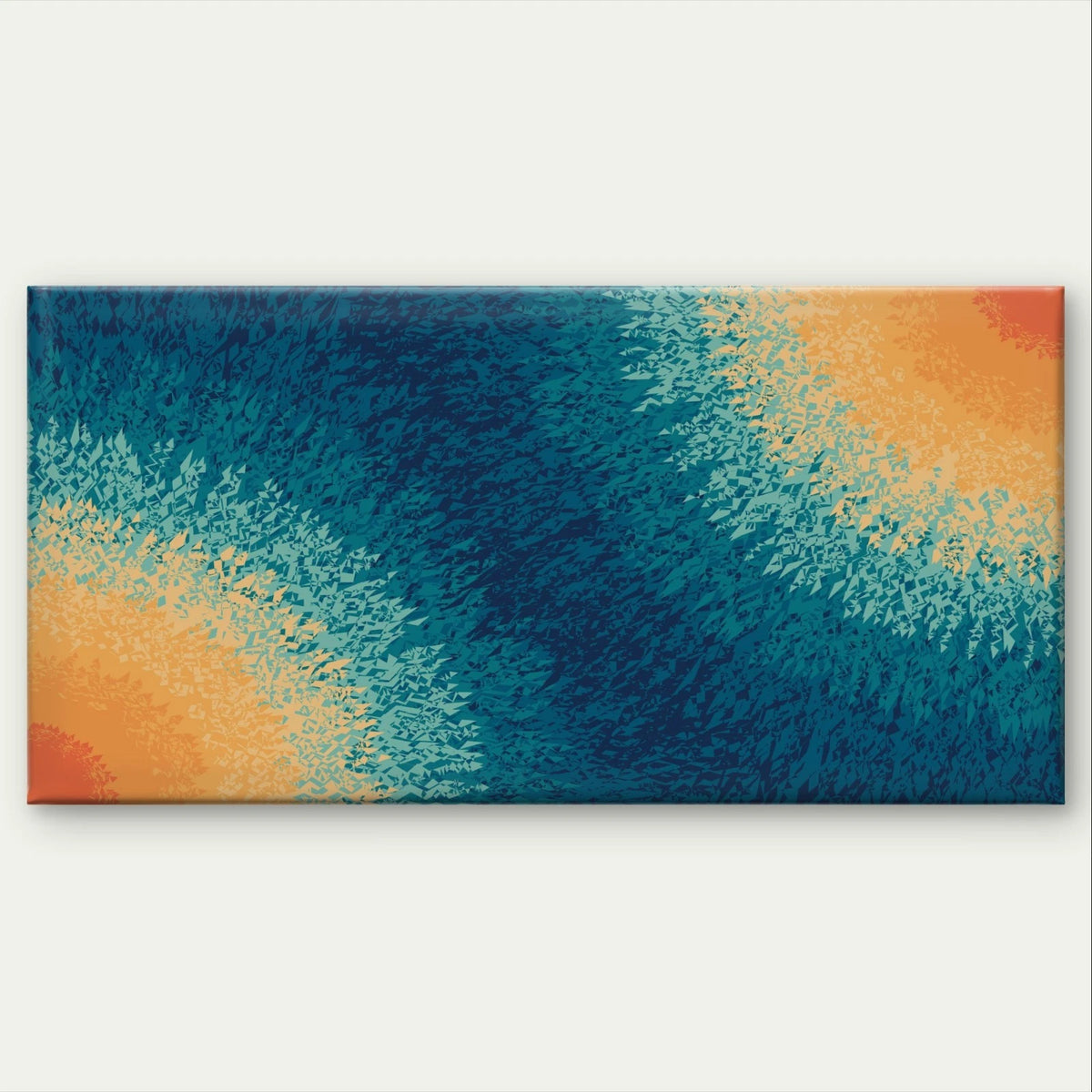 Modern Abstract Textured Blue and Orange Wall Art Canvas Office Home Framed 120x60cm