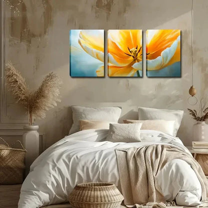 3pcs Bright Yellow & Soft White Gradient Perfect Wall Art Canvas Unframed - High Quality Print 100% Australian Made Wall Canvas