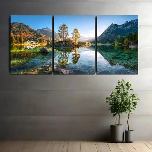 3pcs Lake Hintersee Sunrise Photography Metal Print Ready to Hang Art