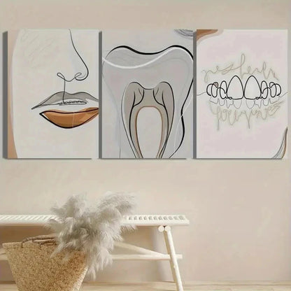 3pcs Simple Braces Line Decoration Perfect Wall Art Set Canvas Framed 40x60cm - High Quality Print 100% Australian Made Wall Canvas Ready to Hang