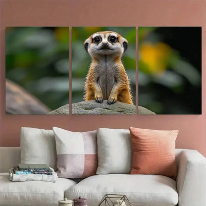 3pcs Meerkat on Rock Nature Photography Metal Print Ready to Hang Art