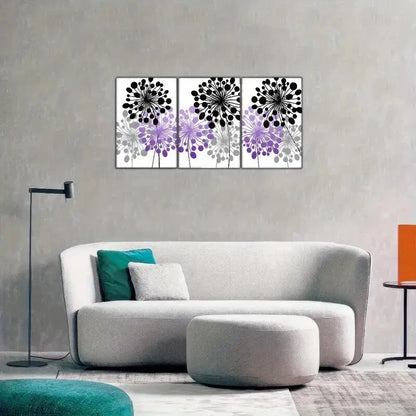 3pcs Purple Style Decorative Prints Posters Metal Print Ready to Hang Art