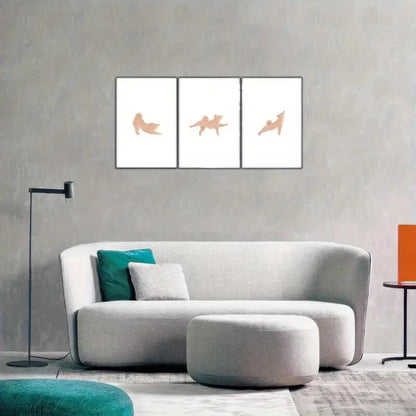 3pcs Minimalist Shiba Inu Yoga Canvas Art Prints Metal Print Ready to Hang Art