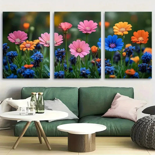 3pcs Summer Garden Radiance Wild Flower Metal Print Ready to Hang Art