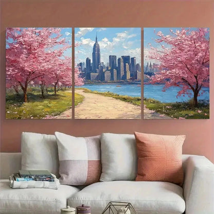 3pcs Spring Central Park Cityscape Travel Metal Print Ready to Hang Art