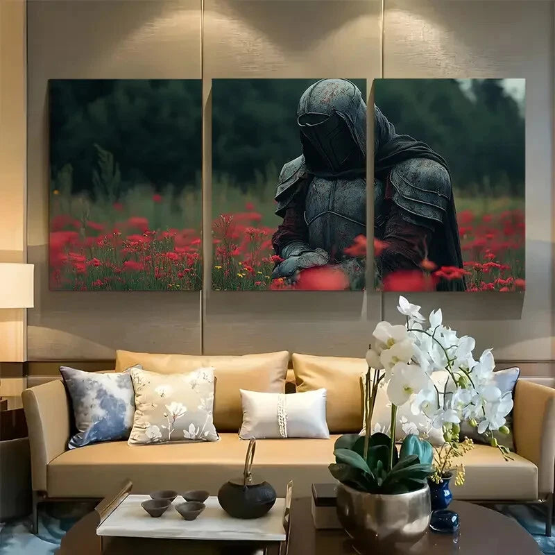 3pcs Ancient Armor in land Glade Metal Print Ready to Hang Art