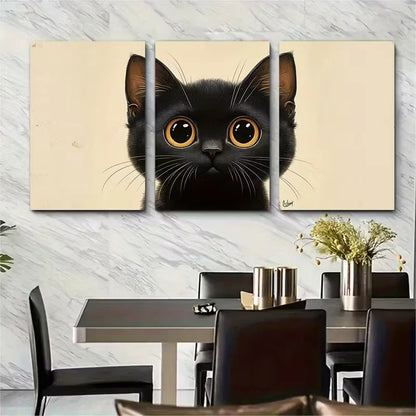 3pcs Cat Print, Cute Quirky Metal Print Ready to Hang Art