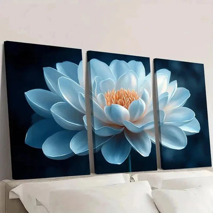 3pcs Serene Blue & Golden Design OK Wall Art Set Canvas Unframed - High Quality Print 100% Australian Made Wall Canvas