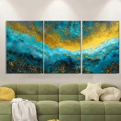 3pcs Abstract Coastal Seascape Sunrise Painting Metal Print Ready to Hang Art