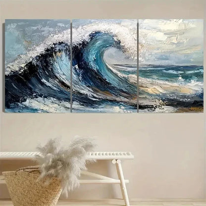 3pcs Wave texture Wall Art Set Canvas Unframed - High Quality Print 100% Australian Made Wall Canvas