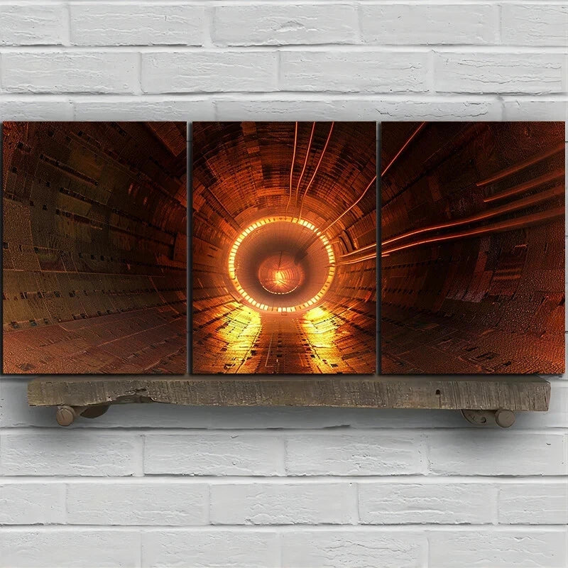 3pcs Shuttle Car Stunning Golden Metal Print Ready to Hang Art