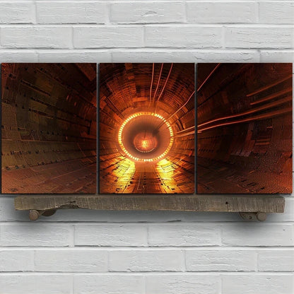 3pcs Shuttle Car Stunning Golden Metal Print Ready to Hang Art