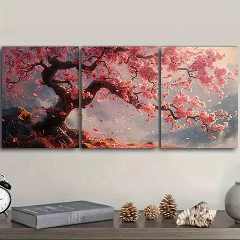 3pcs Cherry Tree Flowers Nature Wall Art Canvas Unframed - High Quality Print 100% Australian Made Wall Canvas