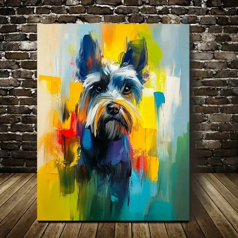 Modern Abstract Schnauzer Dog Painting  40x60cm Metal Print Ready to Hang