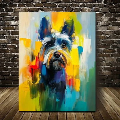 Modern Abstract Schnauzer Dog Painting  40x60cm Metal Print Ready to Hang