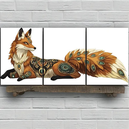 3pcs Beautiful Red Fox Big Tail Metal Print Ready to Hang Art