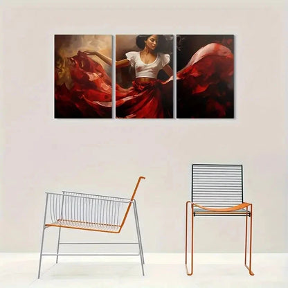 3pcs Flamenco Dancer Triptych Metal Print Ready to Hang Art