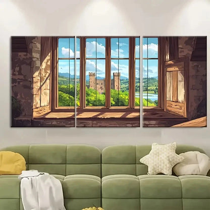 3pcs Window Illustration Welsh Heritage Motifs Metal Print Ready to Hang Art