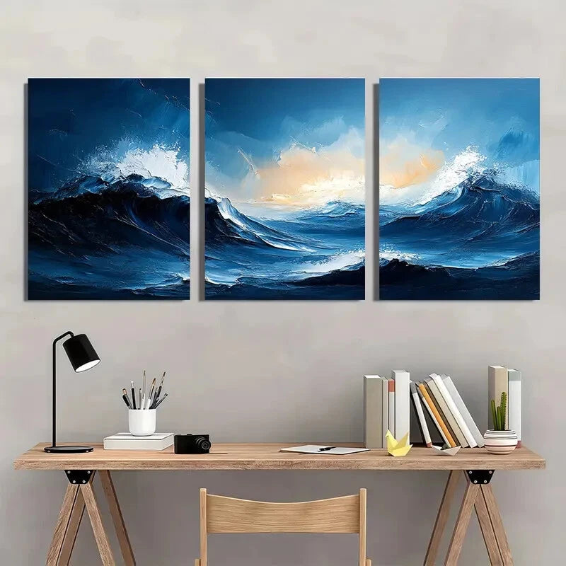 3pcs Minimalist Textured Abstract Painting Metal Print Ready to Hang Art