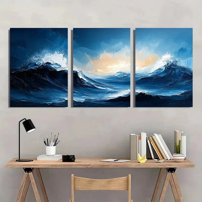 3pcs Minimalist Textured Abstract Painting Metal Print Ready to Hang Art